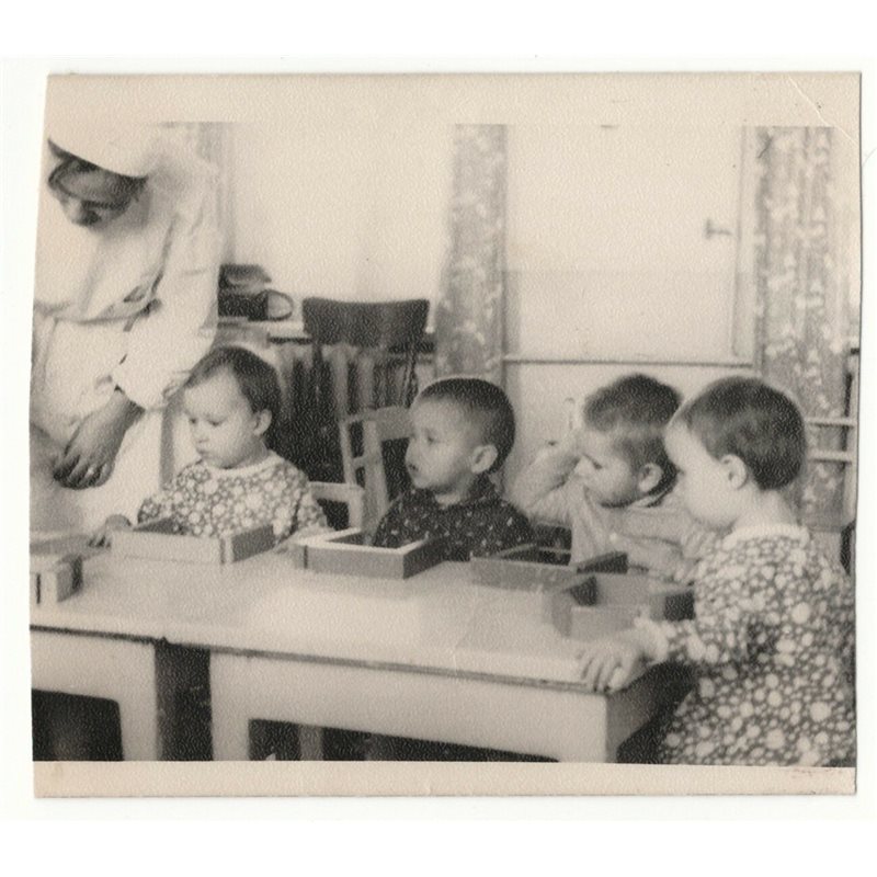 1970s KIDS in Kindergarten play game toys Fashion USSR Soviet Original Photo