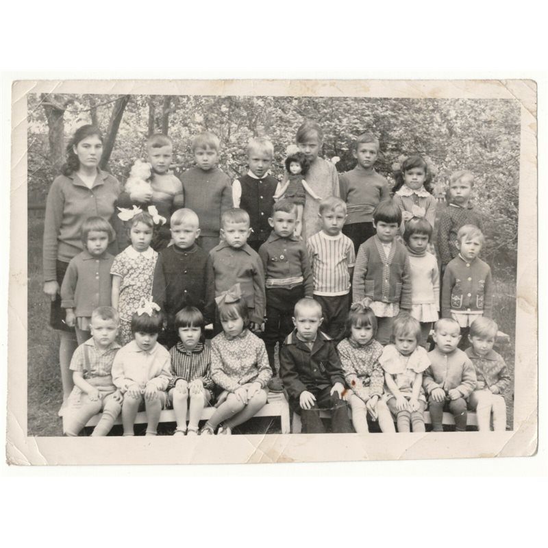 1974 Group KIDS in Kindergarten Fashion Soviet Original Vintage Photo