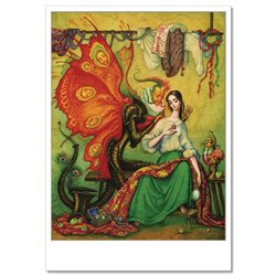 Pretty Girl and tempter ETHNIK Folk by Shtanko Russian Modern Postcard