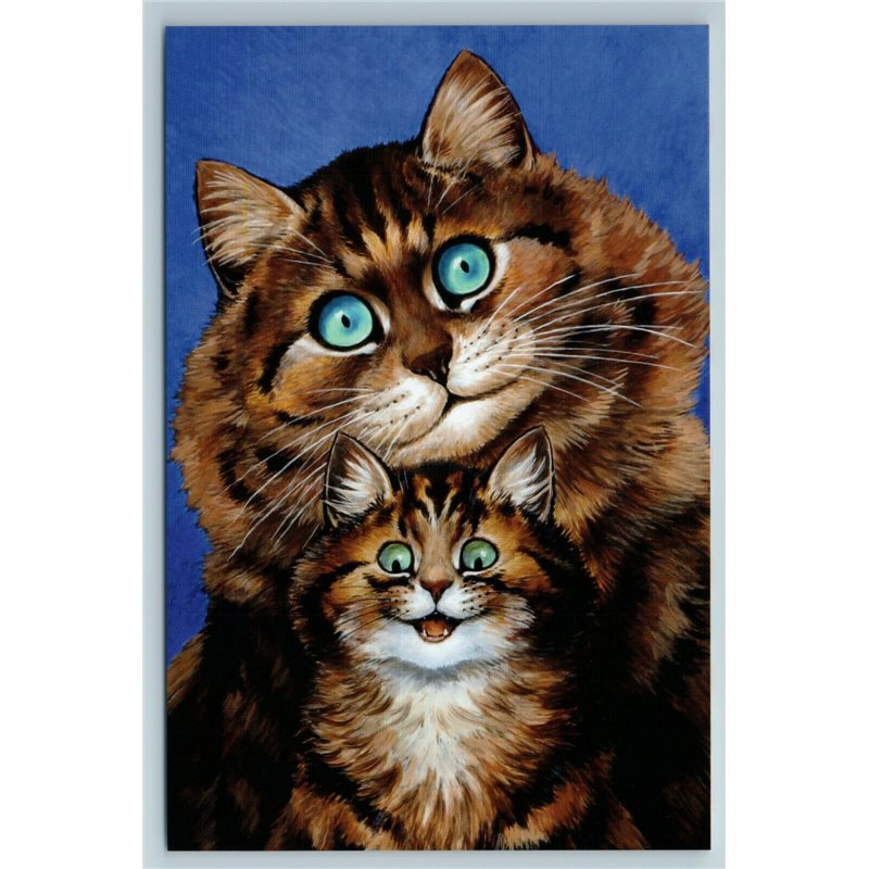 FUNNY CAT and KITTEN Mother and Child by Louis Wain Russian Modern postcard