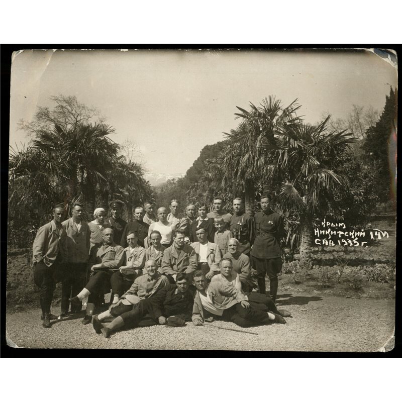 1935 People in Nikitsky Garden CRIMEA USSR Oficers Fashion Russian Soviet photo