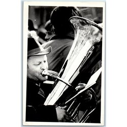 Man play trumpet Orchestra Old Fashion Music USSR Soviet Original Photo