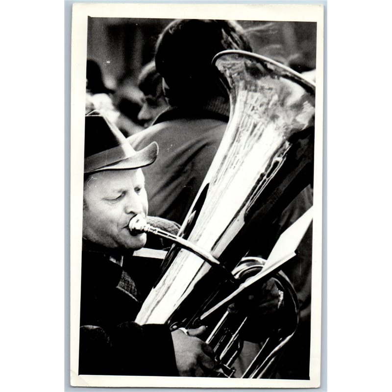 Man play trumpet Orchestra Old Fashion Music USSR Soviet Original Photo