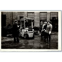 Man & Women Worker Socialist Construction machinery USSR Soviet Original Photo