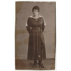 1920s Woman Lady in long dress Old Fashion Russian antique photo