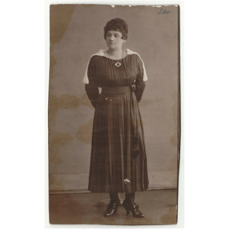 1920s Woman Lady in long dress Old Fashion Russian antique photo