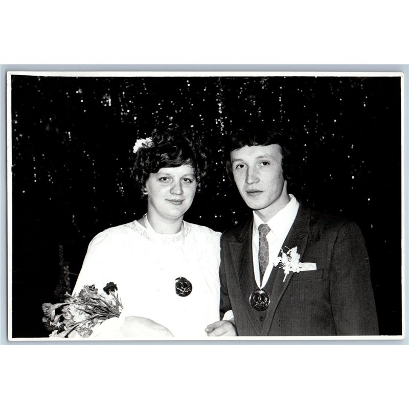 Soviet newlyweds Bride Groom Wedding fashion REGISTRY USSR Soviet Orig Photo