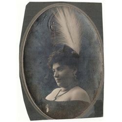 1910s Prominent Lady Woman with feather Jewish? Russian Visit antique photo