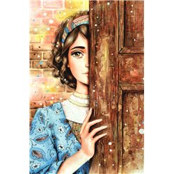 Pretty Girl Behind the door The Secret Russian Modern Postcard