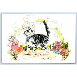 CUTE CAT in Village Kitten in Magic Town New Unposted Postcard