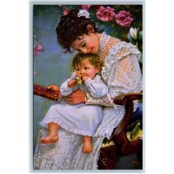 PRETTY BABY with Mom Maternity by SANDRA KUCK Russian Unposted Postcard