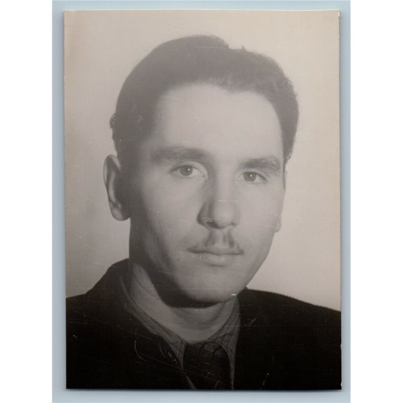 1950s HANDSOME MAN Mustache Portrait Soviet Fashion Gay Int Russian Photo