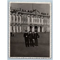 1960s SOVIET MEN in Avia Uniform near Palace Friends Russian Photo