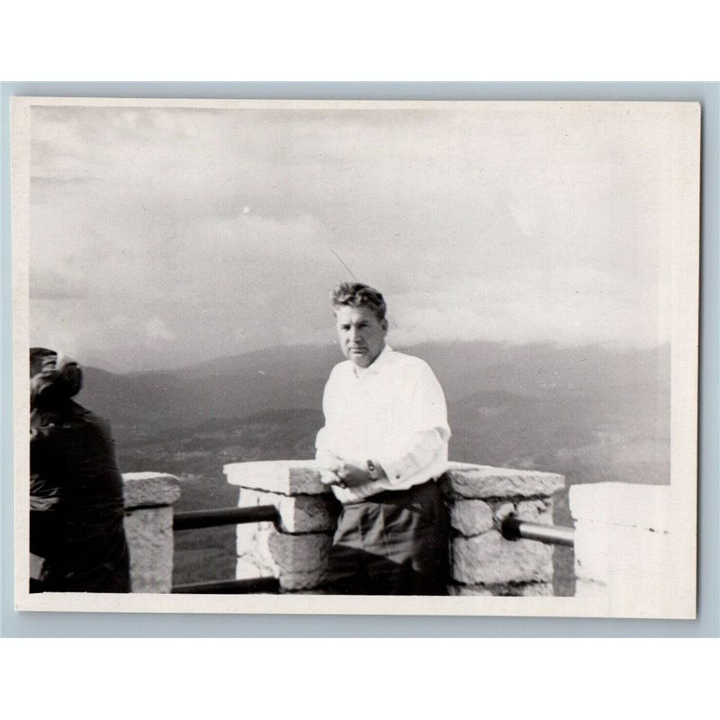 1950s HANDSOME MAN in Shirt Pose Landscape Gay Int Russian Photo