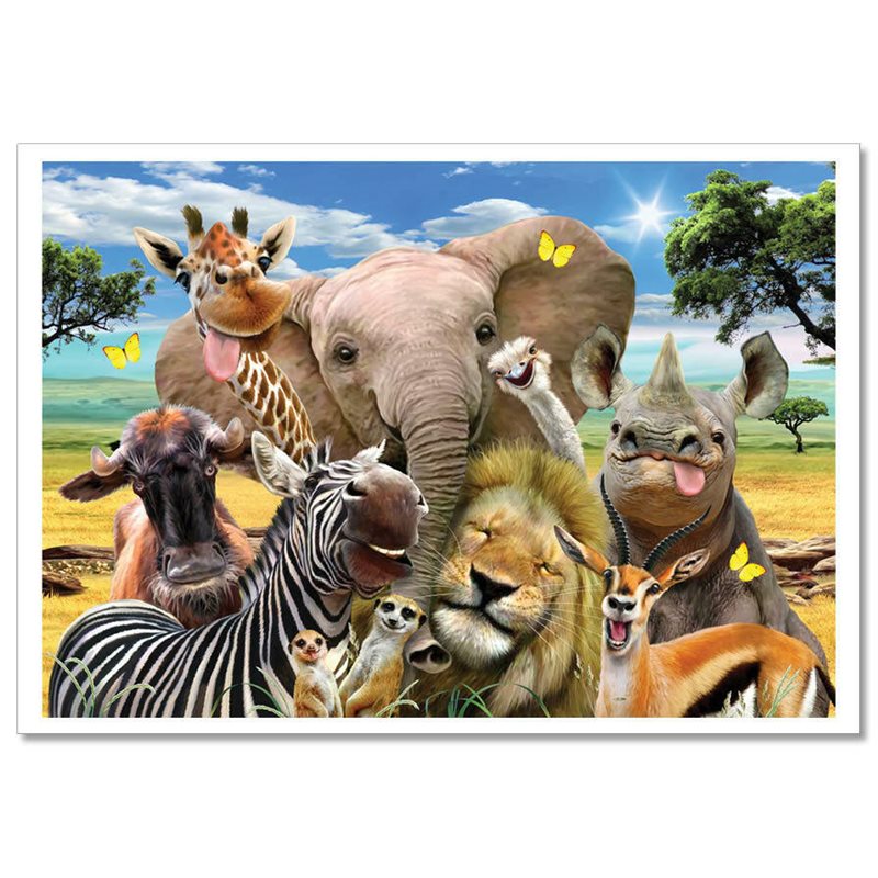 FUNNY WILD ANIMAL Elephant Lion Giraffe in Africa Humor New Postcard