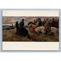 1959 RED ARMY CAVALRY Horse Soldiers Patrol Soviet USSR Postcard