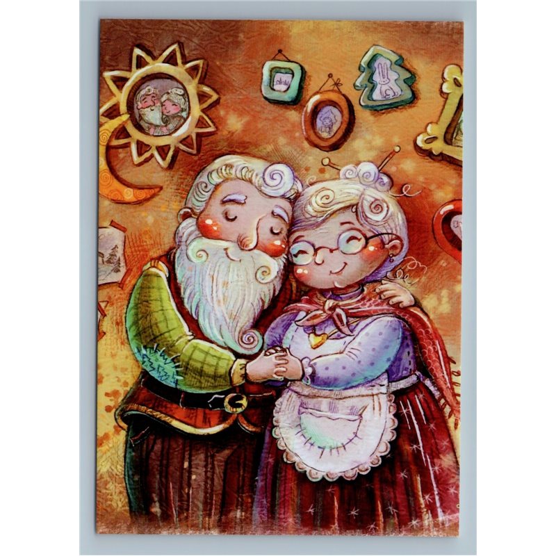 ELDER COUPLE Father and Mother Frost in House Love Fantasy Russian New Postcard