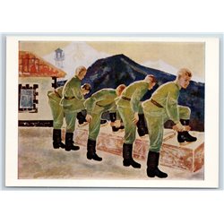 1969 SOVIET SOLDIER Border Guard MORNING Military Boundary USSR Vintage Postcard