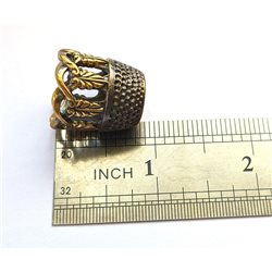 Thimble OPENWORK FLORAL TRACERY Two Tone Solid Brass Metal Russian Collectible