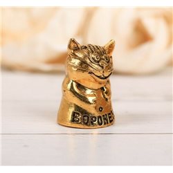 Thimble FUNNY CAT Kitten Gold Tone Solid Brass Metal Russian Collection