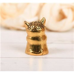 Thimble FUNNY CAT Kitten Gold Tone Solid Brass Metal Russian Collection