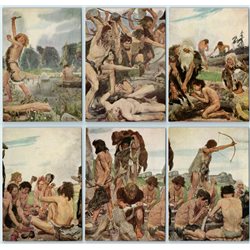 1965 STONE AGE Hunting MAMMOTH Primitive people RARE FULL Set of 12 Postcards