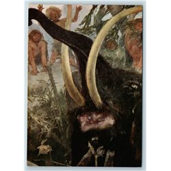 1965 STONE AGE Hunting MAMMOTH Primitive people RARE FULL Set of 12 Postcards