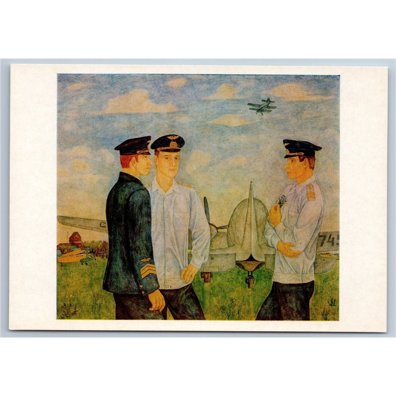 1980 MEN PILOTS Airman Crew of local line Plane Aircraft Soviet USSR Postcard