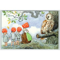 GNOMES DWARF Children of Forest Fantasy by Elsa Beskow Russian Modern postcard