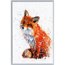 CUTE RED FOX Wild Animal Unusual Art by Kalinin Russian New Postcard