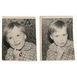 1970s Set of 2 pcs Funny Pretty little girl Fashion USSR Soviet Original Photo