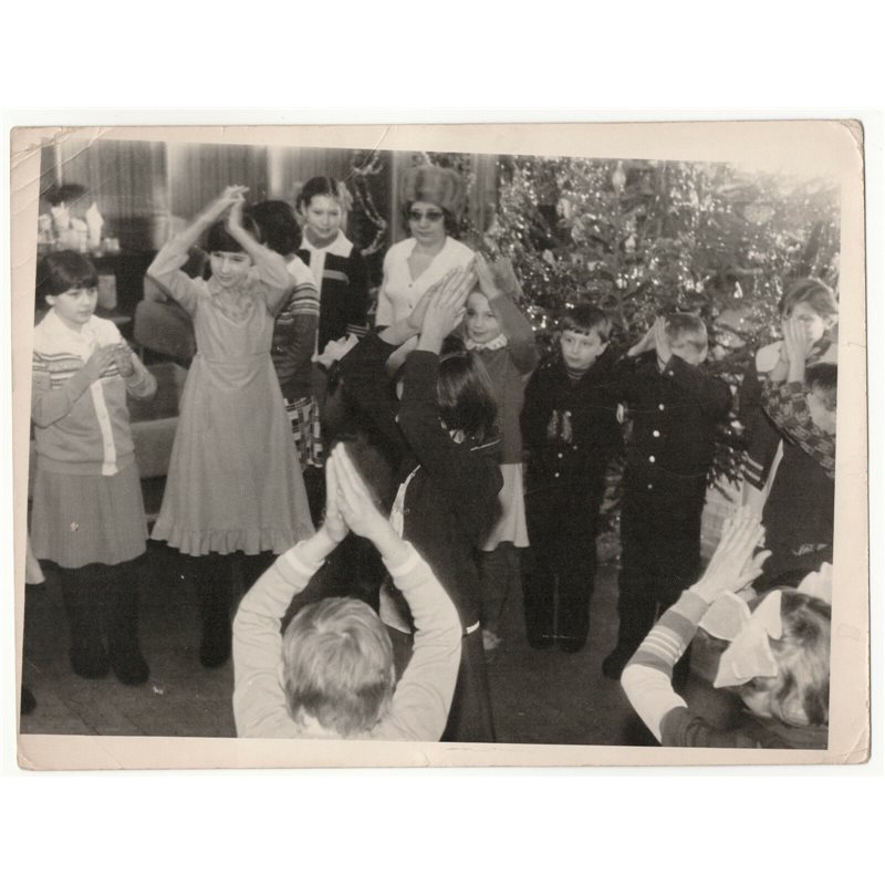 1980s Celebrating the New Year at school Uniform USSR Soviet Original VTG Photo