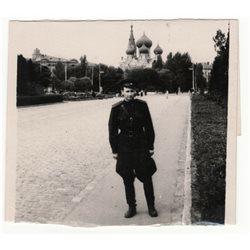 1950s Soviet officer in the old uniform. Church USSR Soviet Original Photo