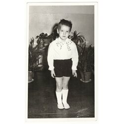 1970s Little boy in shorts. Great bow. Fashion Russian Vintage Photo