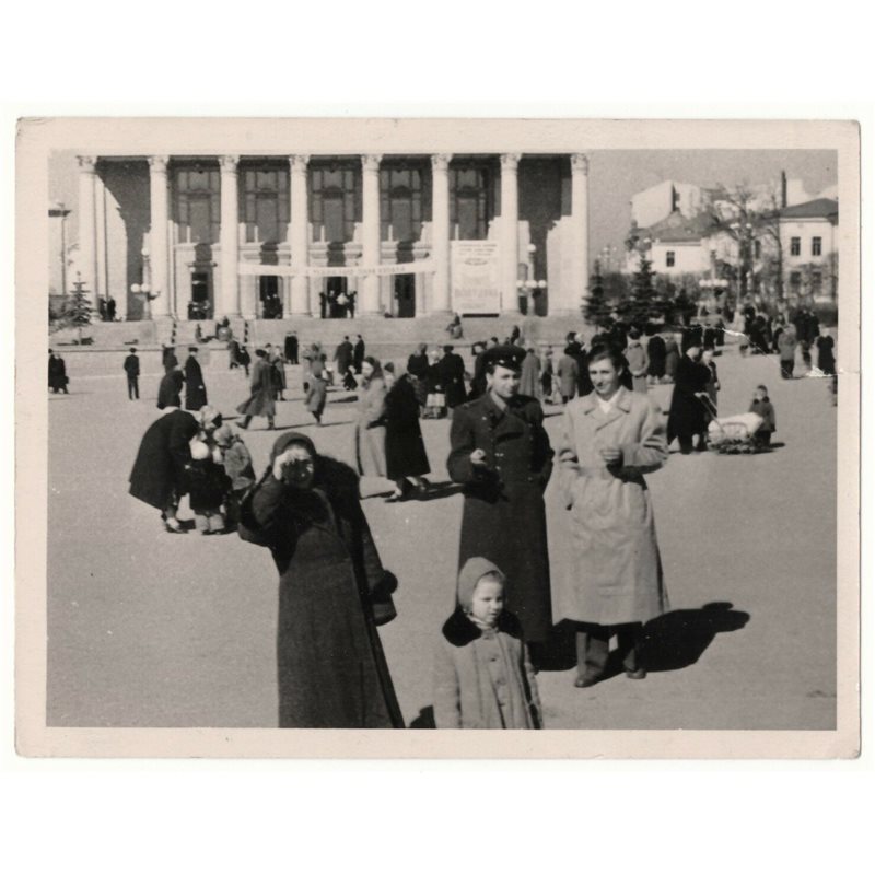 1950s Soviet officer in square Uniform Fashion USSR Soviet Original Photo