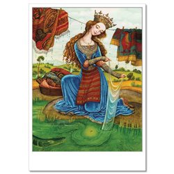 Girl washing on the river ETHNIK Folk by Shtanko Russian Modern Postcard