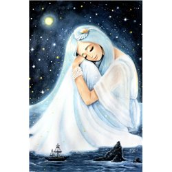 Pretty Girl Fantasy "Sea is sleeping" Seascape Russian Modern Postcard