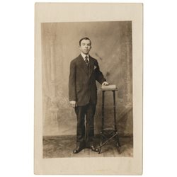 1910s Handsome young man in Studio Gay Interest Russian Visit antique photo