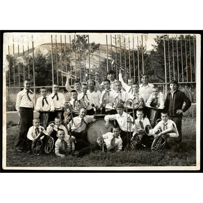 1980s BIG! SOVIET PIONEER School community musical orchestra USSR Original Photo