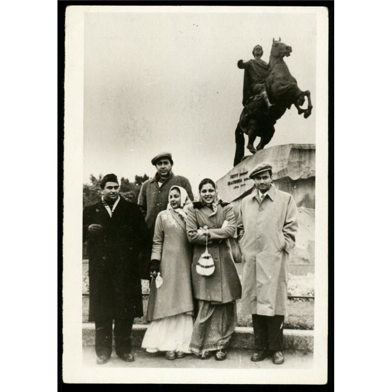 1950s Raj Kapoor, Nargiz Indian Actors in Soviet USSR Leningrad Vintage Photo