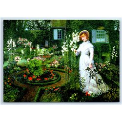 PRETTY YOUNG LADY in Garden by GRIMSHAW New Unposted Postcard