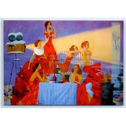 LADYS watching a movie Tea Party Fantasy by Chekalina New Unposted Postcard