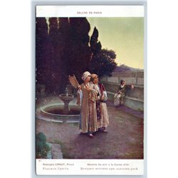 1900's ARAB GIRL & BOY in Park by Rudolf Ernst Imperial Russia Postcard