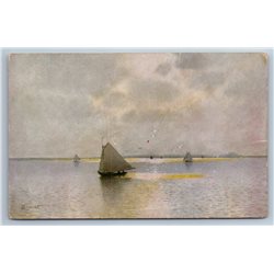 1900's Sailing ships Boats in the sea Seascape Antique Postcard