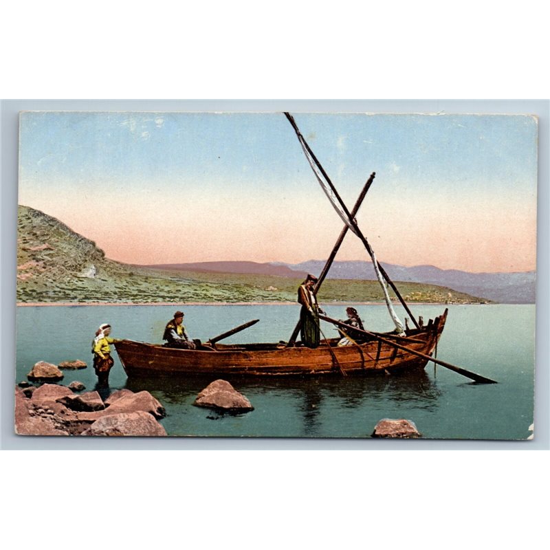 1900's Fishermen The Lake of Gennesaret Bible Kinneret Antique Postcard