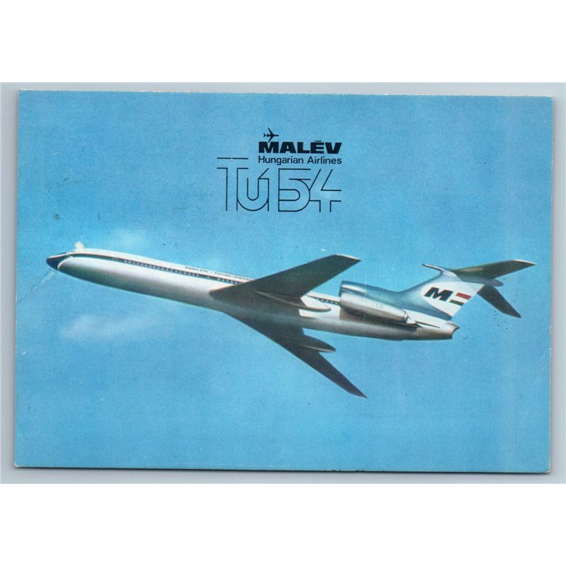 TU-154 AVIATION Malev AIR LINER Plane Craft Fly Flight Vintage Postcard