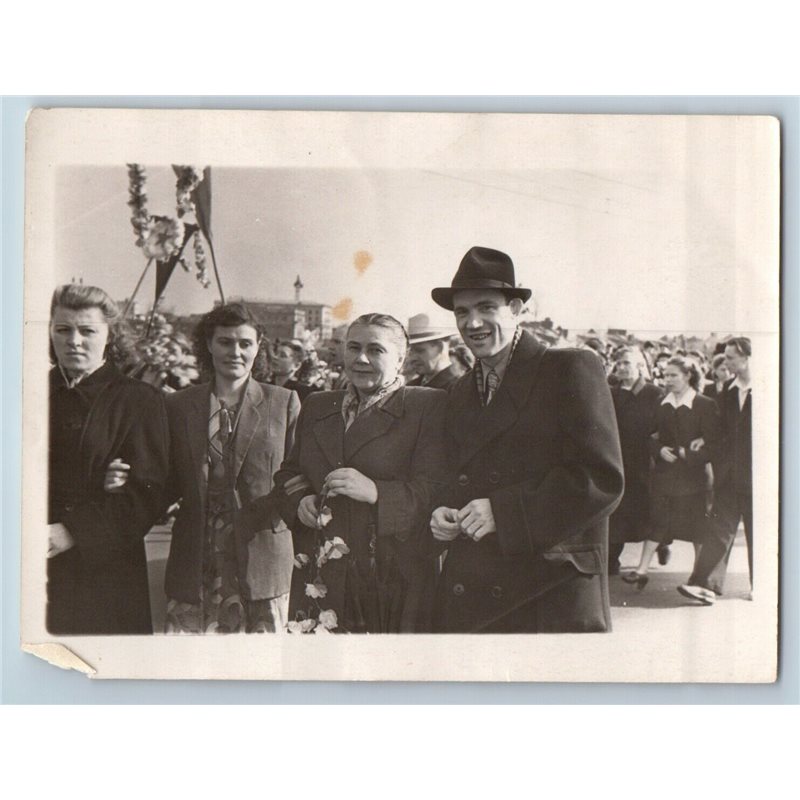 1950s SOVIET PEOPLE on Parade May Day rally Patriotic Russian Soviet photo