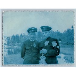 1960s HANSOME MEN Friends in Avia Uniform Pose Russian Soviet photo