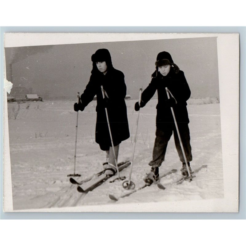 1950s SOVIET CUTE BOYS by ski Old Fashion Sport Russian Photo