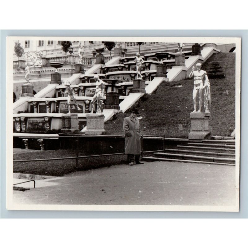 1950s HANDSOME MAN in Trench Hat Petrodvorets Gay Int Russian Photo